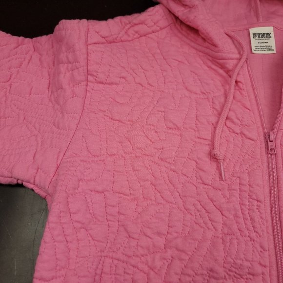 Victorias Secret Womens M Coat Pink Cotton Quilted Full Zip Jacket Pockets Soft - Picture 5 of 11
